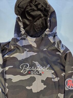 Barstool Golf UNRL Camo Hooded Pullover Jacket Mens XL Gray Black